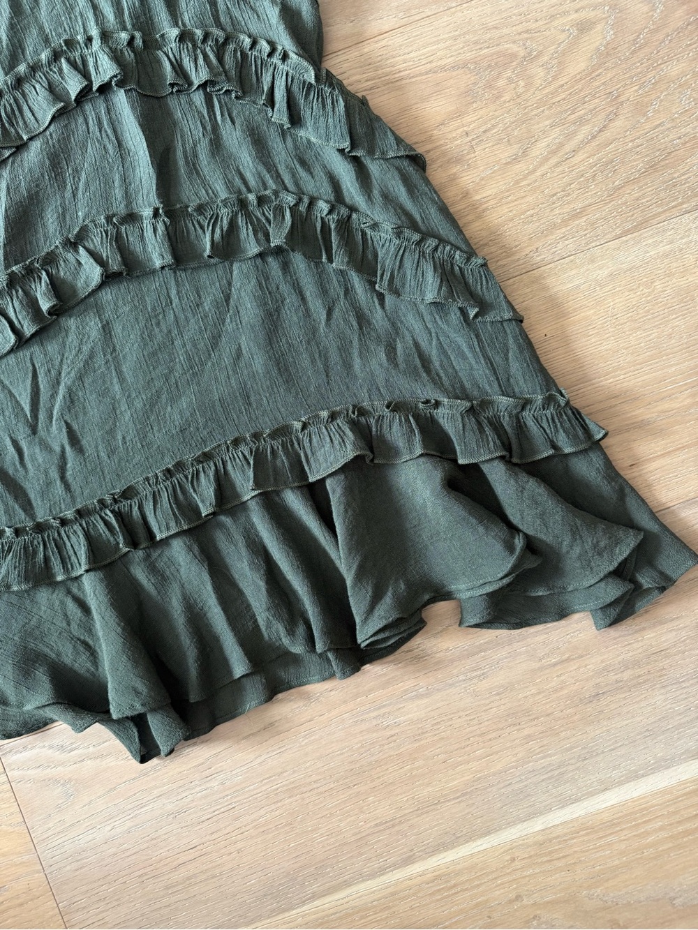 Olive Ruffle V-Neck Dress - Picture 3 of 5